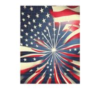 Puzzle de briques d'art 3D 141 pièces - Puzzle créatif à faire soi-même - Blocs de construction - Drapeau américain - Feu d'artifice imprimé