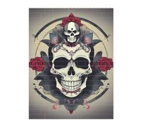 Puzzle de briques d'art 3D 141 pièces - Puzzle créatif à faire soi-même - Motif tête de mort - Yoga imprimé