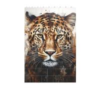 Puzzle de briques d'art 3D à faire soi-même - Blocs de construction créatifs - Décoration de bureau amusante - Imprimé léopard - 37 pièces