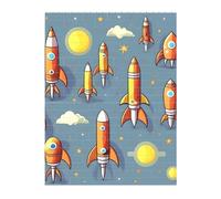 Puzzle de briques d'art 3D de 141 pièces - Puzzle créatif à faire soi-même - Blocs de construction - Motif fusée de dessin animé