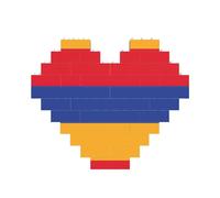 Puzzle de briques d'art en forme de cœur avec drapeau de l'Arménie Impression 3D Blocs de construction 30 pièces DIY Cadeau relaxant