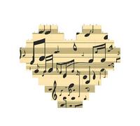 Puzzle de briques d'art en forme de cœur avec impression 3D de notes de musique - 30 pièces - Cadeau relaxant