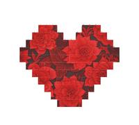 Puzzle de briques de construction à fleurs rouges en forme de cœur, puzzle photo personnalisé pour adultes Micro blocs de construction 3D pour décoration d'intérieur