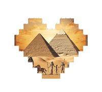 Puzzle de briques de construction de l'Égypte ancienne en forme de cœur, puzzle photo personnalisé pour adultes Micro blocs de construction 3D pour décoration d'intérieur