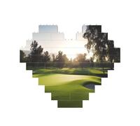Puzzle de briques de construction de terrain de golf en forme de cœur, puzzle photo personnalisé pour adultes Micro blocs de construction 3D pour décoration d'intérieur