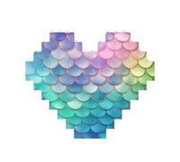 Puzzle de briques de construction en forme de cœur avec écailles de sirène dégradées de rêve, puzzle photo personnalisé pour adultes, micro blocs de construction 3D pour décoration d'intérieur