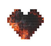 Puzzle de briques de construction en forme de cœur avec flamme de feu - Puzzle photo personnalisé pour adultes - Micro blocs de construction 3D pour décoration d'intérieur