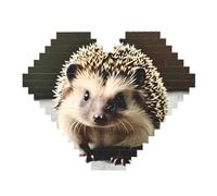 Puzzle de briques de construction en forme de cœur avec imprimé hérisson mignon