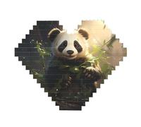 Puzzle de briques de construction en forme de cœur avec imprimé panda mignon
