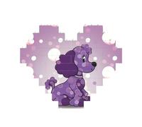 Puzzle de briques de construction en forme de cœur avec motif de caniche violet à pois pour adultes, micro blocs de construction 3D pour décoration d'intérieur