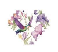 Puzzle de briques de construction en forme de cœur, colibris et fleurs d'iris pour adultes, micro blocs de construction 3D pour décoration d'intérieur