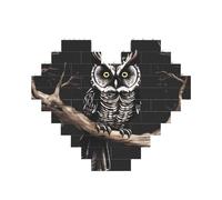 Puzzle de briques de construction en forme de cœur en forme de hibou de fin de nuit, puzzle photo personnalisé pour adultes Micro blocs de construction 3D pour décoration d'intérieur