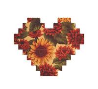 Puzzle de briques de construction en forme de cœur en forme de tournesol rouge pour adultes, micro blocs de construction 3D pour décoration d'intérieur