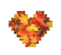 Puzzle de briques de construction en forme de cœur - Feuilles d'automne d'érable - Puzzle photo personnalisé pour adultes - Micro blocs de construction 3D pour décoration d'intérieur