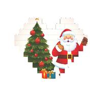 Puzzle de briques de construction en forme de cœur pour adultes - Motif Père Noël - Arbre de Noël - Micro blocs de construction 3D pour décoration d'intérieur