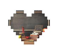 Puzzle de briques de construction en forme de cœur pour enseignant, tableau noir pour salle de classe, puzzle photo personnalisé pour adultes micro blocs de construction 3D pour décoration d'intérieur