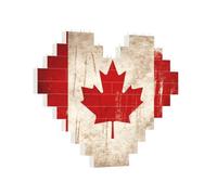 Puzzle de briques de construction en forme de cœur rétro avec drapeau du Canada pour adultes - Puzzle de blocs photo personnalisés - Décoration d'intérieur - Puzzle de briques 3D pour homme et femme