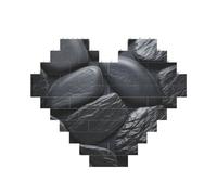 Puzzle de briques de construction en pierre noire en forme de cœur, puzzle photo personnalisé pour adultes - Micro blocs de construction 3D pour décoration d'intérieur