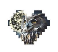 Puzzle de briques de construction hibou et lune en forme de cœur, puzzle photo personnalisé pour adultes Micro blocs de construction 3D pour décoration d'intérieur