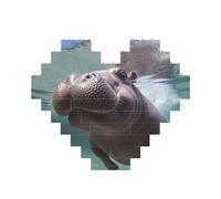 Puzzle de briques de construction hippopotame de plongée en forme de cœur, puzzle photo personnalisé pour adultes Micro blocs de construction 3D pour décoration d'intérieur
