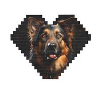 Puzzle de briques de construction imprimé berger allemand - Puzzle en forme de cœur en bois