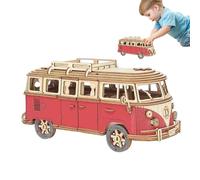 Puzzle De Bus en Bois - Modèle De Bus 3D 30x12x14cm 3D, Pièces en Bois Coupées De Précision, Jouet D'assemblage Artisanal Amusant, Expérience Passionnante Puzzle Éducatif | Hands sur Passe-Temps pour