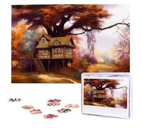 Puzzle de cabane dans les arbres peinte à l'huile, 1000 pièces avec sac de rangement, puzzle personnalisé pour hommes et femmes, puzzle photo pour toute la famille, puzzle photo stimulant pour la déco