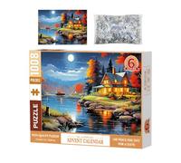 Puzzle de calendrier de compte à rebours pour, calendrier de l'Avent 2024, puzzle de Noël, Puzzle de Noël avec calendrier compte à rebours de 1008 pièces, Puzzles robustes et mats amusants pour, adu