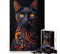 Puzzle de Calligraphie de Chat pour Adolescents, 1000 pièces, pour stimuler l'esprit, Passer Un Moment agréable, Bords réguliers, Cadeau mémorable (38x52cm)