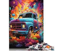 Puzzle de Camion psychédélique coloré, Difficile, en Carton 100% recyclé, pour Femmes et Hommes, Cadeaux de Noël, 1 000 pièces (75 x 50 cm)