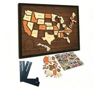 Puzzle de Cartes des états-Unis en Bois, Points de repère Polyvalents, Carte de Voyage en liège, Jouet interactif d'apprentissage de la géographie pour la décoration de la Maison, Remarques