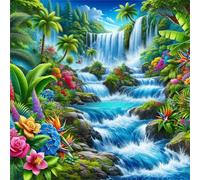 Puzzle de Cascade de la Jungle Tropicale pour Adultes,35 pièces,12x12 cm Puzzle de Bricolage Artistique pour Décoration de la Maison, Jeu éducatif Challenge Toy Puzzles pour Adultes