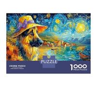 Puzzle de Casse-tête de Berger Allemand en Papier, Berger Allemand au Chapeau Large, Vue étoilée, Coffret, entraînement cérébral, Cadeau d'anniversaire, 70x50cm/1000pcs