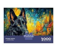 Puzzle de Casse-tête de Berger Allemand en Papier, Berger Allemand Souriant, Gros Plan étoilé, Coffret, entraînement cérébral, Cadeau d'anniversaire, 38x26cm/1000pcs