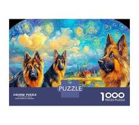 Puzzle de Casse-tête de Berger Allemand en Papier résistant, Trois Bergers allemands, Art étoilé, décoration de Maison, collectionnable, 52x38cm/1000pcs