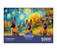 Puzzle de Casse-tête DIY de Berger Allemand en Papier Premium, Trois Jeunes Bergers allemands, Art étoilé, éducatif, Anti-Stress, 38x26cm/1000pcs