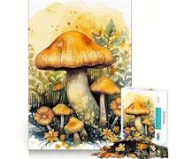 Puzzle de Champignons Aquarelle 1000 pièces Jeu de Concentration mentale Découpe de précision Bords Lisses Jeu de Construction de Liens significatifs (50x75cm)