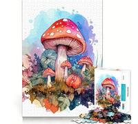 Puzzle de Champignons Aquarelle 1000 pièces Jeu de mémorisation mentale Découpe de Haute précision Activité Manuelle Défi cérébral interactif pour la Maison (38x26cm)
