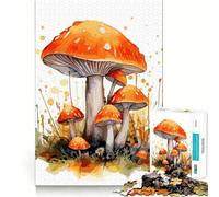 Puzzle de Champignons Aquarelle pour Adolescents,1000 pièces,Jeu de mémoire Amusant,Surface Lisse sans bavures,Cadeau d'anniversaire,Casse-tête (38x52cm)
