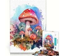 Puzzle de Champignons Aquarelle pour Adolescents,1000 pièces,Jeu de mémoire Amusant,Surface Lisse sans bavures,Cadeau d'anniversaire,Casse-tête (50x75cm)