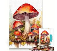 Puzzle de Champignons Aquarelle pour Adolescents,1000 pièces,Jeu Stimulant l'esprit,Taille Uniforme,pièces précises,activité Amusante en Famille Le Soir (50x75cm)