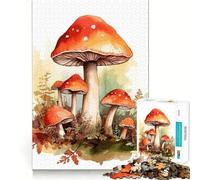 Puzzle de Champignons Aquarelle pour Adolescents,1000 pièces,Stimulant l'esprit,Amusant,découpe Nette,Composants Robustes,activité de Groupe réconfortante (50x75cm)