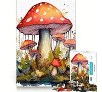 Puzzle de Champignons Aquarelle pour Adultes,1000 pièces,Jeu de Concentration,découpe de précision,Bords Lisses,défi Amusant pour Passer Le Temps (38x52cm)