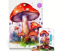 Puzzle de Champignons Aquarelle pour Adultes,1000 pièces,Jeu de Concentration,découpe de précision,Bords Lisses,défi Amusant pour Passer Le Temps (38x52cm)