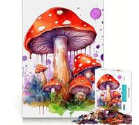 Puzzle de Champignons Aquarelle pour Adultes 1000 pièces Jeu de mémoire et de découpe Fine Finition Premium Un Moyen captivant de Passer Le Temps (50x75cm)