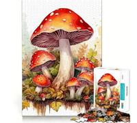 Puzzle de Champignons Aquarelle pour Adultes,1000 pièces,Jeu Stimulant l'esprit,Taille Uniforme,pièces précises,Format Voyage, (38x52cm)