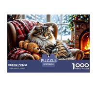 Puzzle de Chat avec Animaux dodus pour intérieur d'hiver 1000 pièces, éducatif pour Enfants et Adultes, Douce Heure familiale au Royaume-Uni & entraînement cognitif 38x26cm/1000 pièces