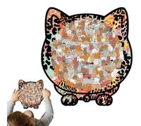Puzzle De Chat,Décoration Mignonne avec Cadre Photo | 135 Pièces Puzzles en Bois pour Adultes avec Boîte De Rangement,pour La Famille, Les Amis, Le Défi, Le Jeu Et Le Salon