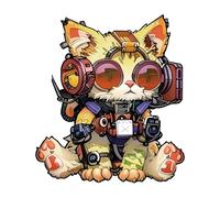 Puzzle de chat en bois pour adultes, puzzle de pose en forme d'animal difficile avec écouteurs puzzles défis femmes hommes famille ami maison salon chambre D