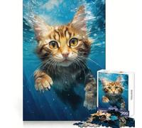 Puzzle de Chat Nageur pour Adolescents 1000 pièces Pure Logic Toy Quiet Calm Clean Cut Décoration Murale 38x26cm